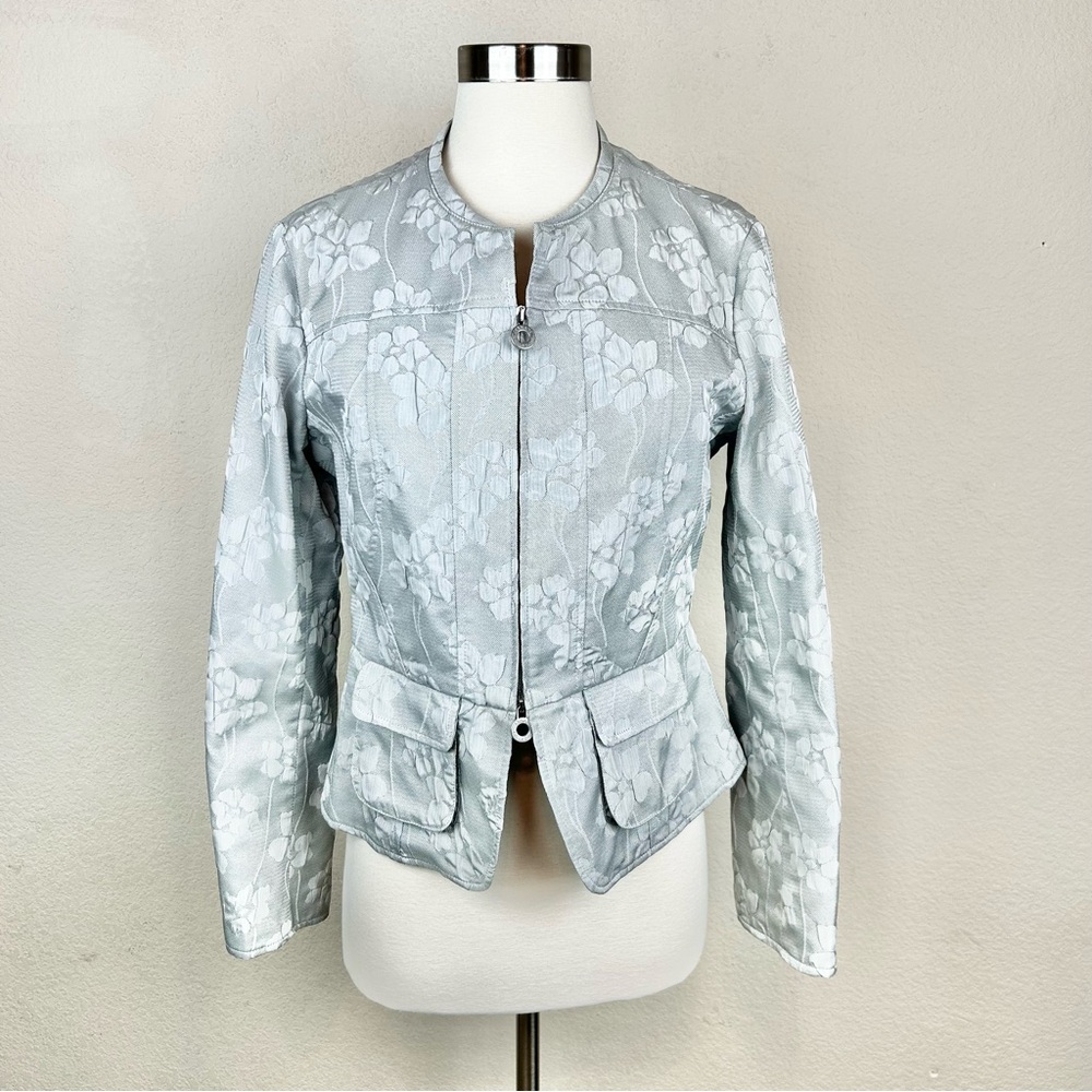 Armani Collezioni Floral Zip Light Blue Jacket